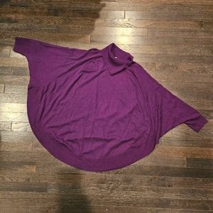 Talbots Poncho Oversized Pullover Sweater -Turtleneck w/Sleeves - Plum - SZ L/XL